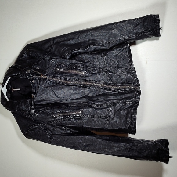 Free People Black Vegan Faux Leather Moto Jacket - Picture 1 of 12